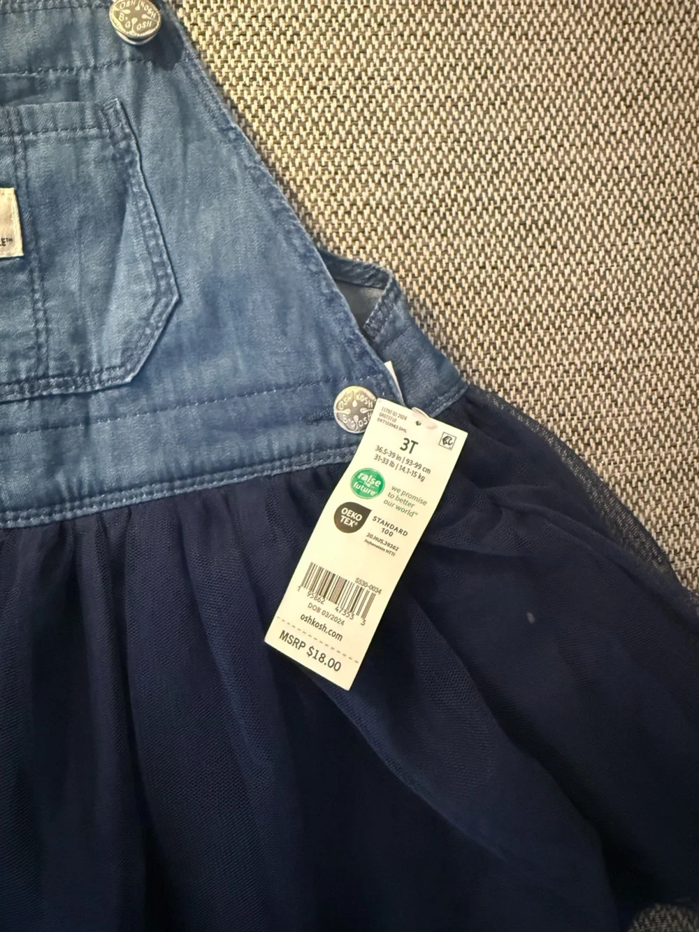 OshKosh B'gosh Denim Bib Overall Dress in Navy